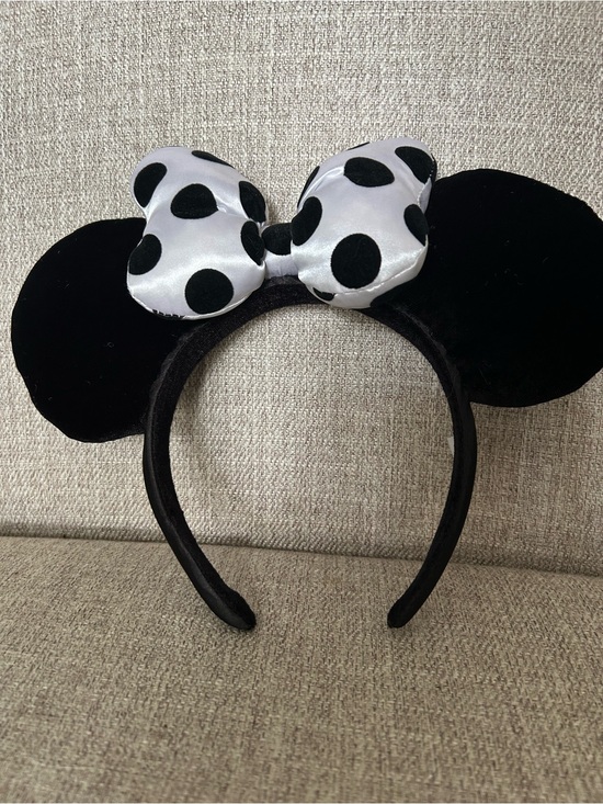 Disney Accessories - Disney Parks Black Minnie Mouse Ears with White Polka Dot Bow